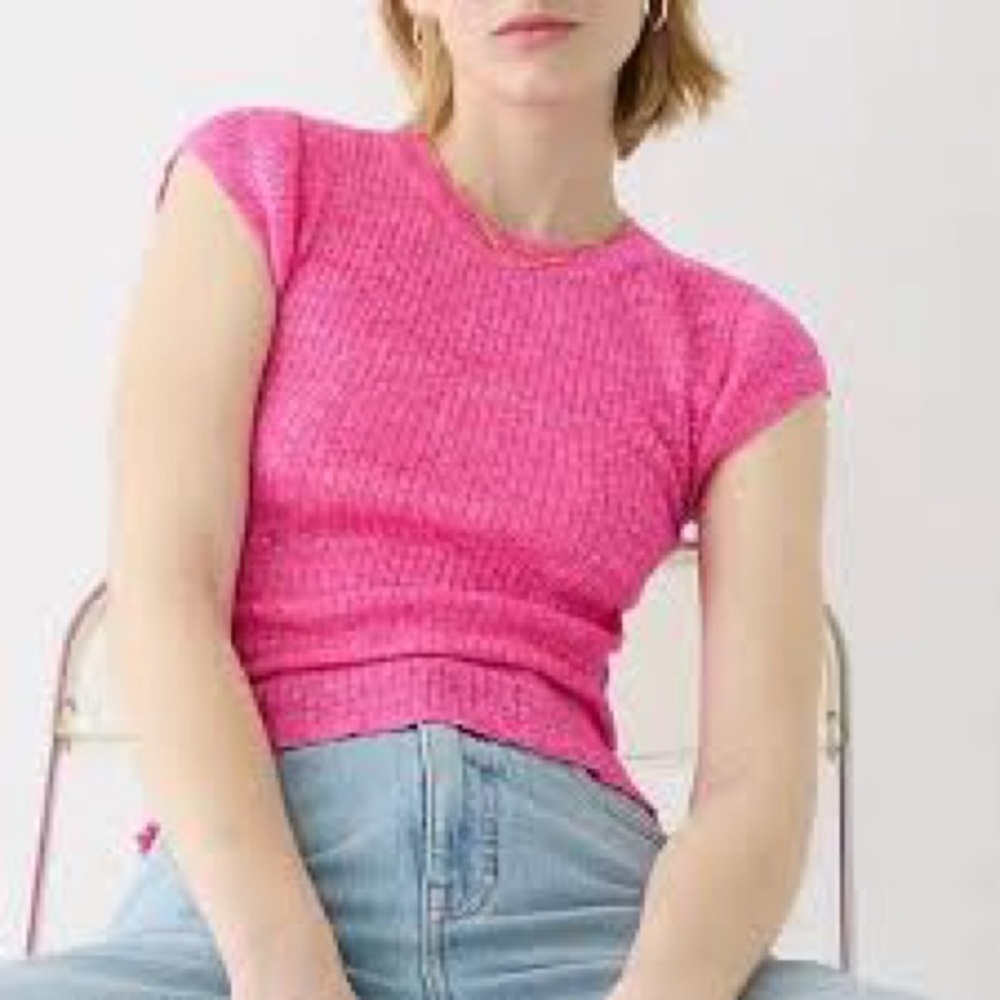 NWOT J. Crew Cap Sleeve Crewneck Sweater T-shirt in merino linen blend